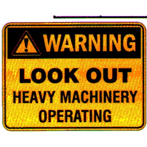 Class 1 Reflective Metal 600x450mm Warning HEAVY Mach Oper Sign - made by Signage
