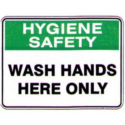 Plastic 225x300mm Wash Hands Here Only Sign - made by Signage