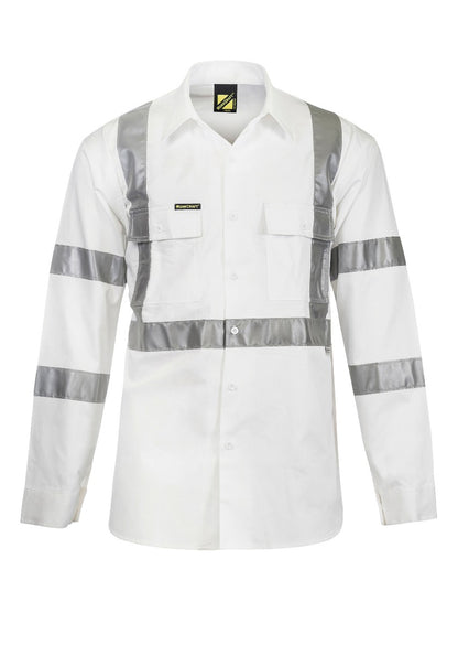 White Long Sleeve Shirt With Tape - made by Workcraft
