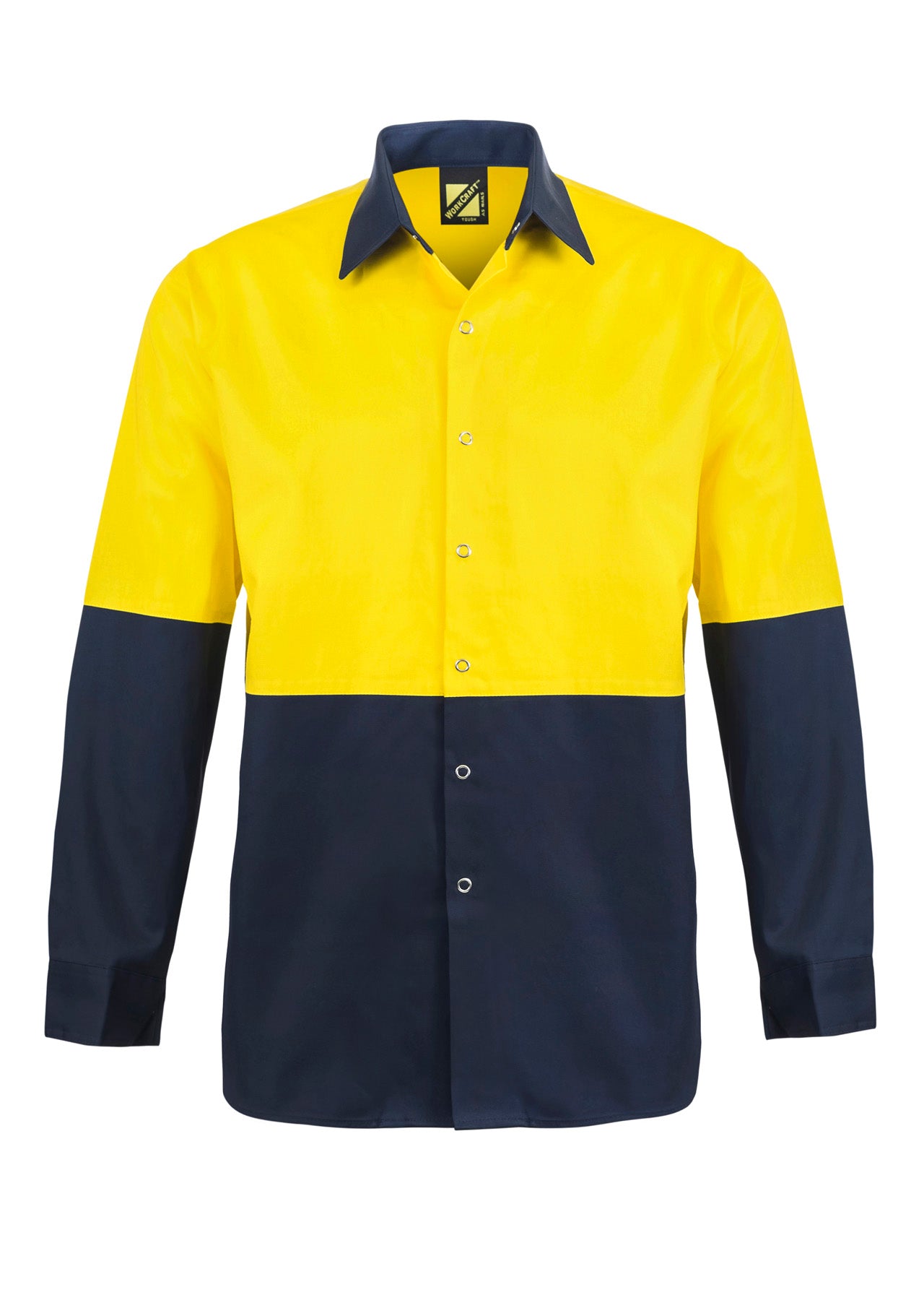 Hi Vis Long Sleeve Cotton Drill Food Industry Shirt with Press Studs - made by Workcraft