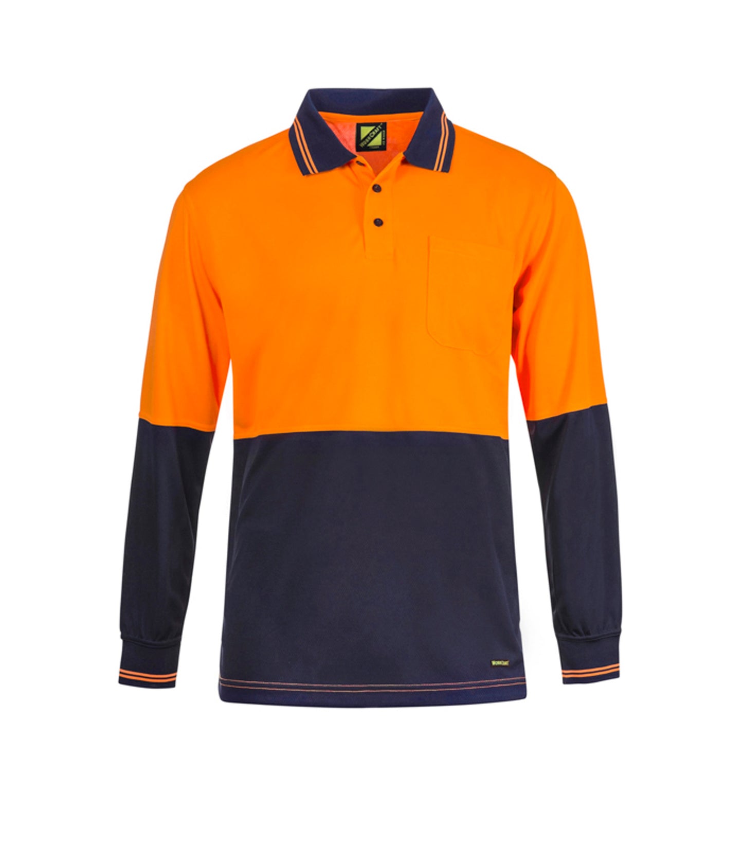 Hi Vis Long Sleeve Cotton Back Polo - made by Workcraft