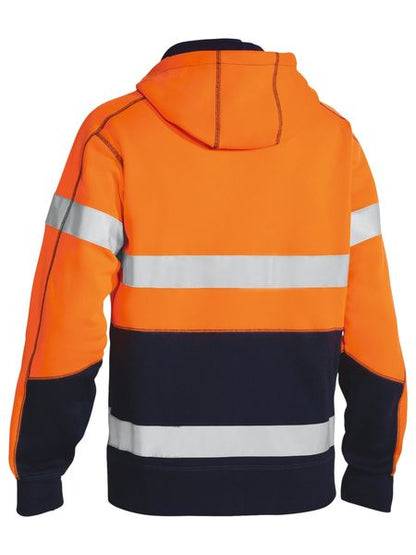 Taped Hi Vis Fleece Hoodie Poly/Cotton 2X2 Rib Knit - made by Bisley