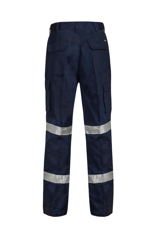 Modern Fit Mid-weight Cargo Cotton Drill Trouser with Reflective Tape - made by Workcraft