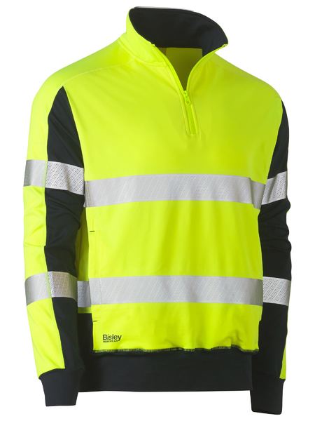 Taped Two Tone Hi Vis Contrast Stretchy 1/4 Zip Pullover - made by Bisley