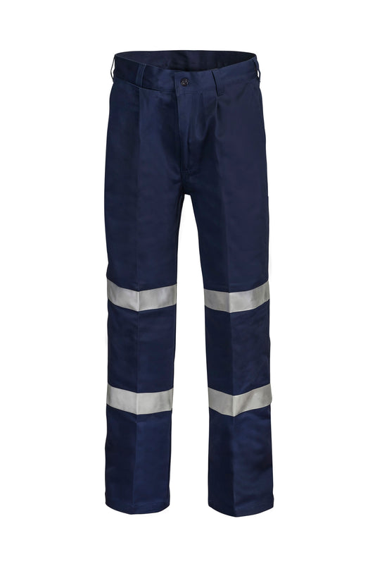 Classic Pleat Cotton Drill Trouser with CSR Reflective Tape - made by Workcraft
