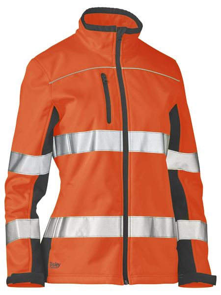 Womens Taped Two Tone Hi Vis Soft Shell Jacket - made by Bisley