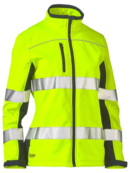 Womens Taped Two Tone Hi Vis Soft Shell Jacket - made by Bisley