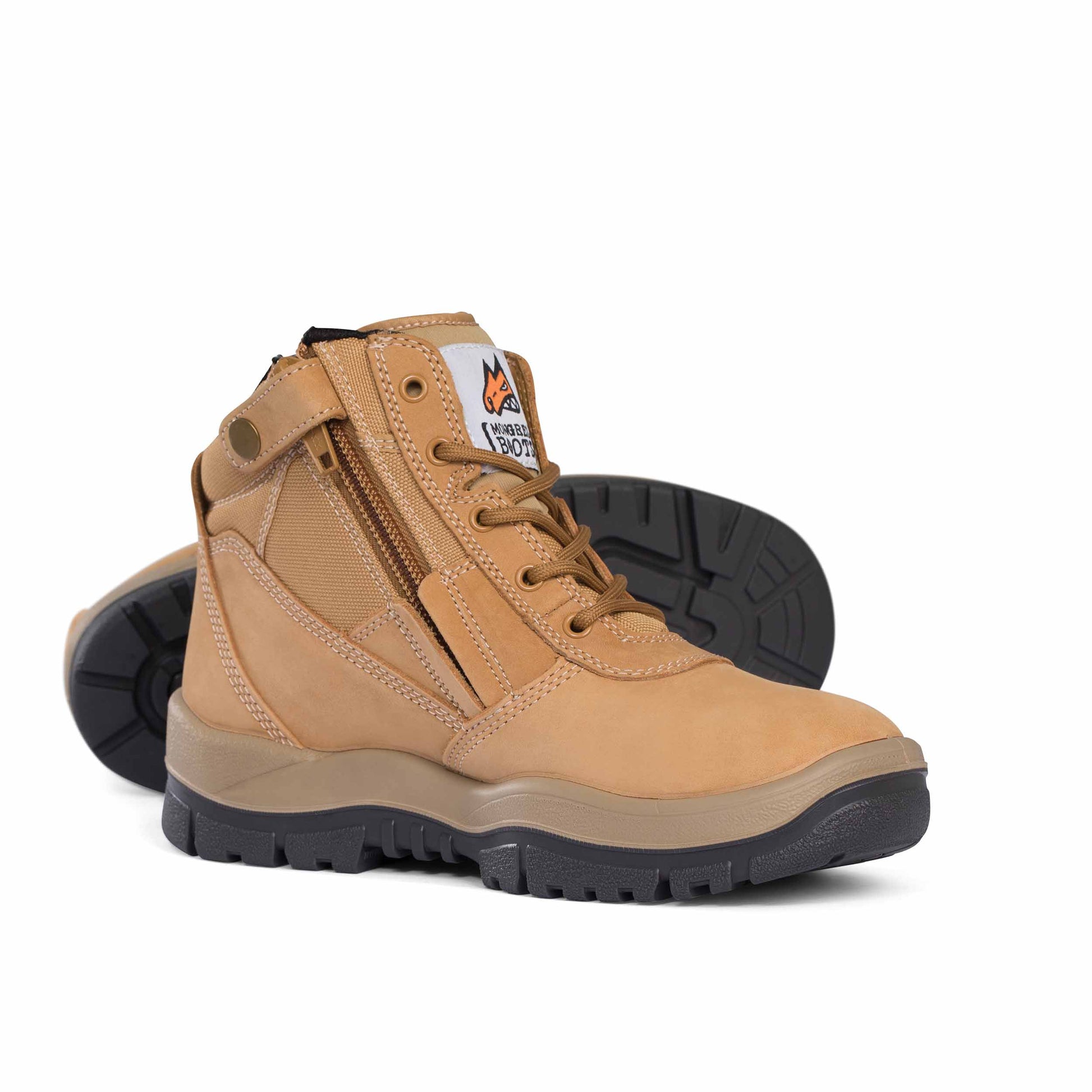 Wheat Zip Safety Boots - made by Mongrel