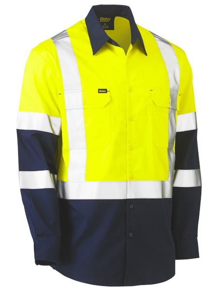 X Taped Biomotion Two Tone Hi Vis Lightweight Drill Shirt - made by Bisley