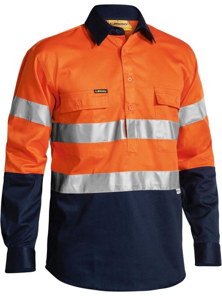 Taped Hi Vis Closed Front Drill Shirt - made by Bisley