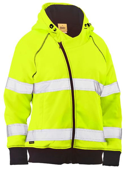 Womens Taped Hi Vis Fleece Zip Front Hoodie - made by Bisley