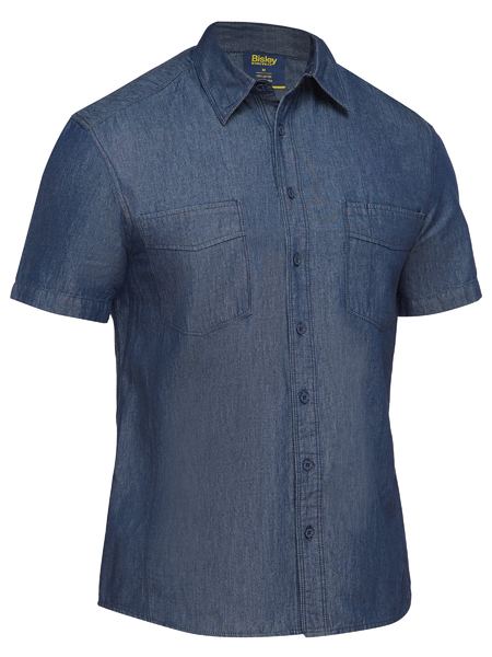 Mens Short Sleeve Denim Work Shirt - made by Bisley