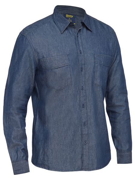 Mens Long Sleeve Denim Work Shirt - made by Bisley