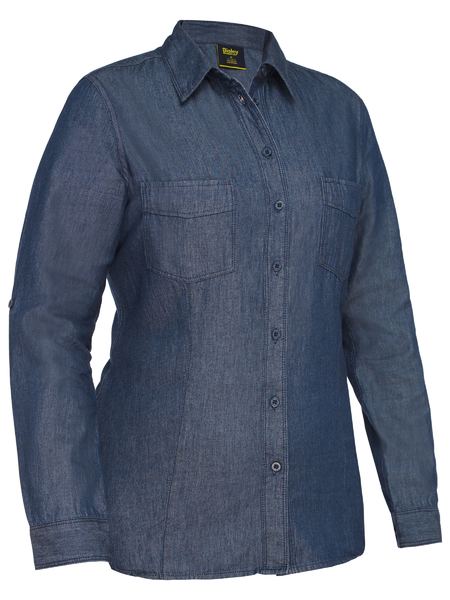 Womens Long Sleeve Denim Work Shirt - made by Bisley