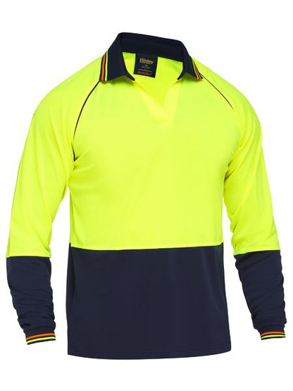 Two Tone Hi Vis V Neck Poloshirt Long Sleeve - made by Bisley