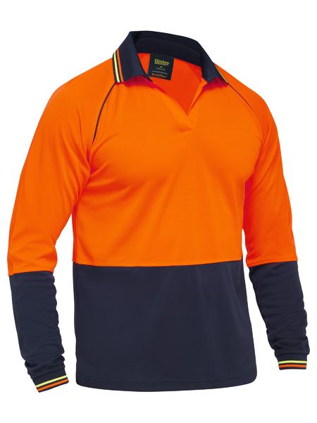 Two Tone Hi Vis V Neck Poloshirt Long Sleeve - made by Bisley