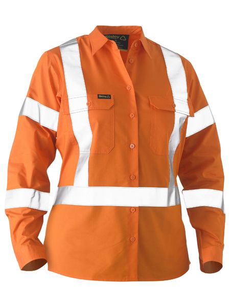 Womens X Taped Hi Vis Recycled Drill Shirt - made by Bisley