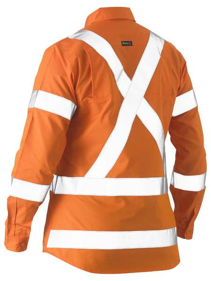 Womens X Taped Hi Vis Recycled Drill Shirt - made by Bisley