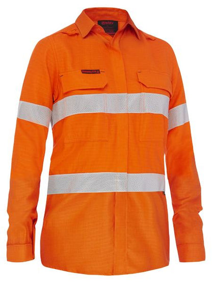 Apex 160 Womens Taped Hi Vis Lw Fr Ripstop Vented Shirt - made by Bisley