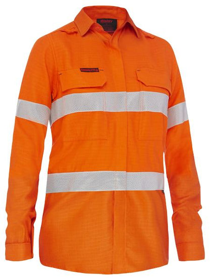 Apex 185 Womens Taped Hi Vis Ripstop Fr Vented Shirt - made by Bisley