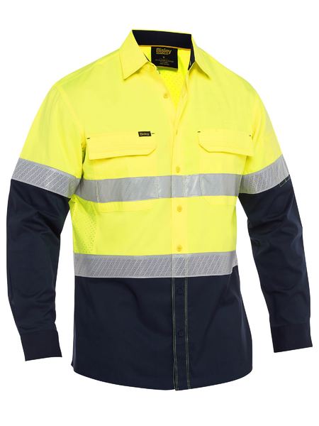 Mens X Airflow Hi Vis Taped Laser Long Sleeve Shirt - made by Bisley