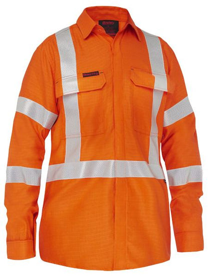 Apex 185 Womens X Taped Hi Vis Fr Ripstop Vented Shirt - made by Bisley