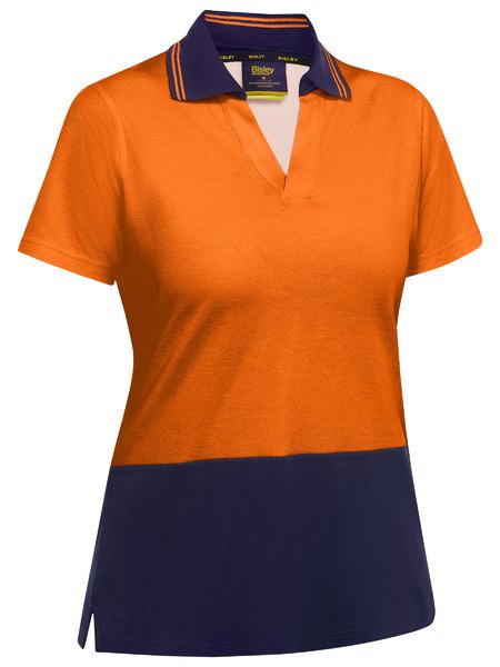 Womens Hi Vis V Neck Polo - made by Bisley