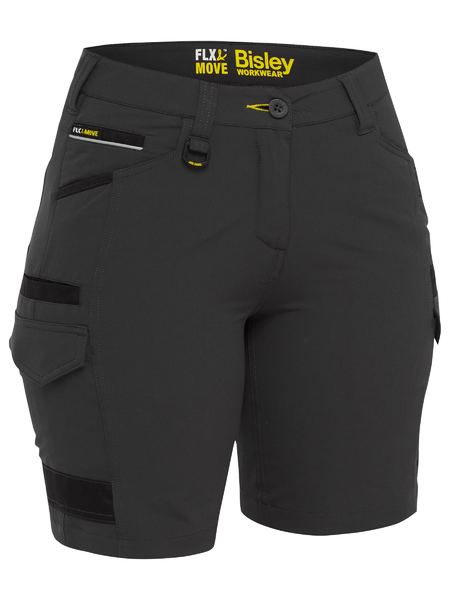 This product is made by Bisley and distributed by B-Protected. The Womens Flx And Move 4 Way Stretch Zip Cargo Short has the part number of B-BSHL1332