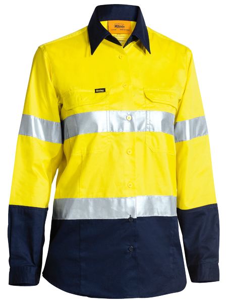 Womens Taped Cool Lightweight Hi Vis Shirt Long Sleeve - made by Bisley