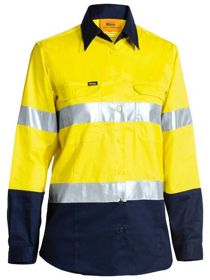 Womens Taped Cool Lightweight Hi Vis Shirt Long Sleeve - made by Bisley