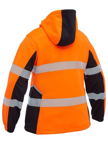 Womens Hi Vis Taped Liquid Repellent Fleece Hoodie - made by Bisley