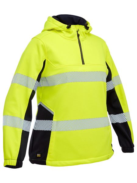 Womens Hi Vis Taped Liquid Repellent Fleece Hoodie - made by Bisley