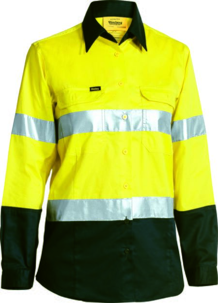 Womens Taped Cool Lightweight Hi Vis Shirt Long Sleeve - made by Bisley