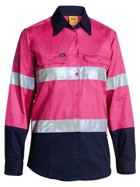 Womens Taped Cool Lightweight Hi Vis Shirt Long Sleeve - made by Bisley