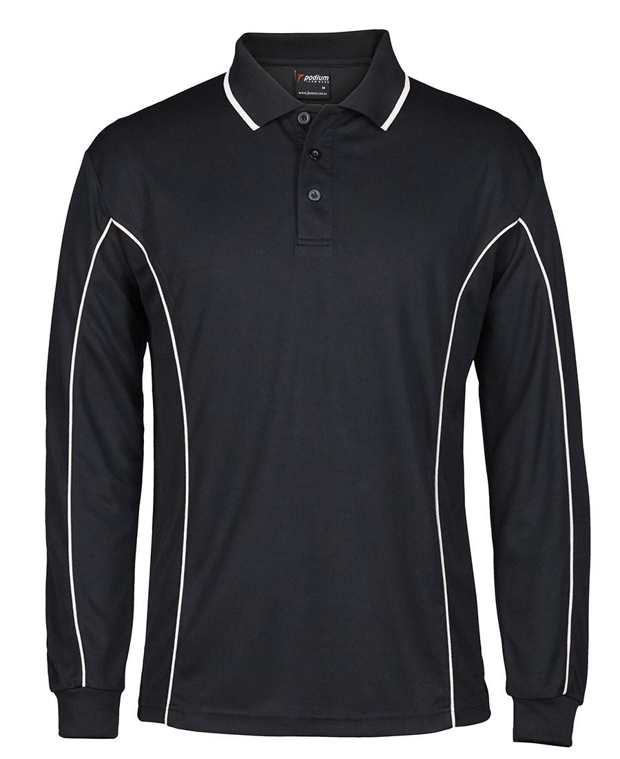 Long Sleeve Piping Poly Polo - made by JBs Wear