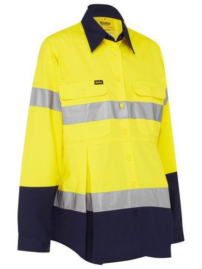 Womens Taped Hi Vis Maternity Drill Shirt - made by Bisley