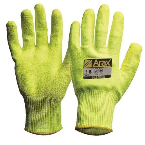 Arax Gold Hi Vis Yellow PU Palm - Pair - made by PRO Choice