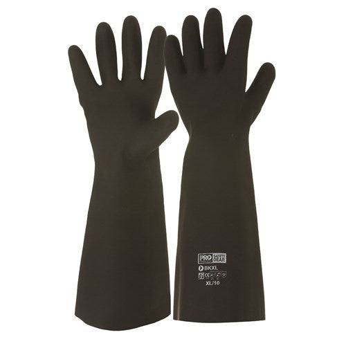 Black Natural Latex Rubber Gauntlet 45cm Gloves - Pair - made by PRO Choice