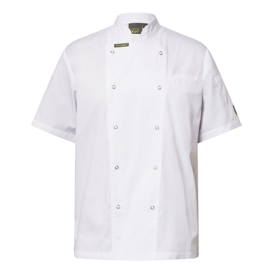 Lightweight Executive Short Sleeve Chefs Jacket with Press Studs - made by ChefsCraft