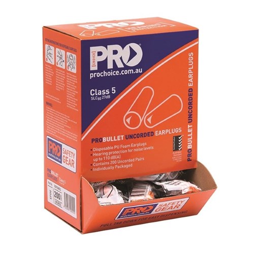 ProBullet Disposable Ear Plugs Uncorded Box 200 - made by PRO Choice
