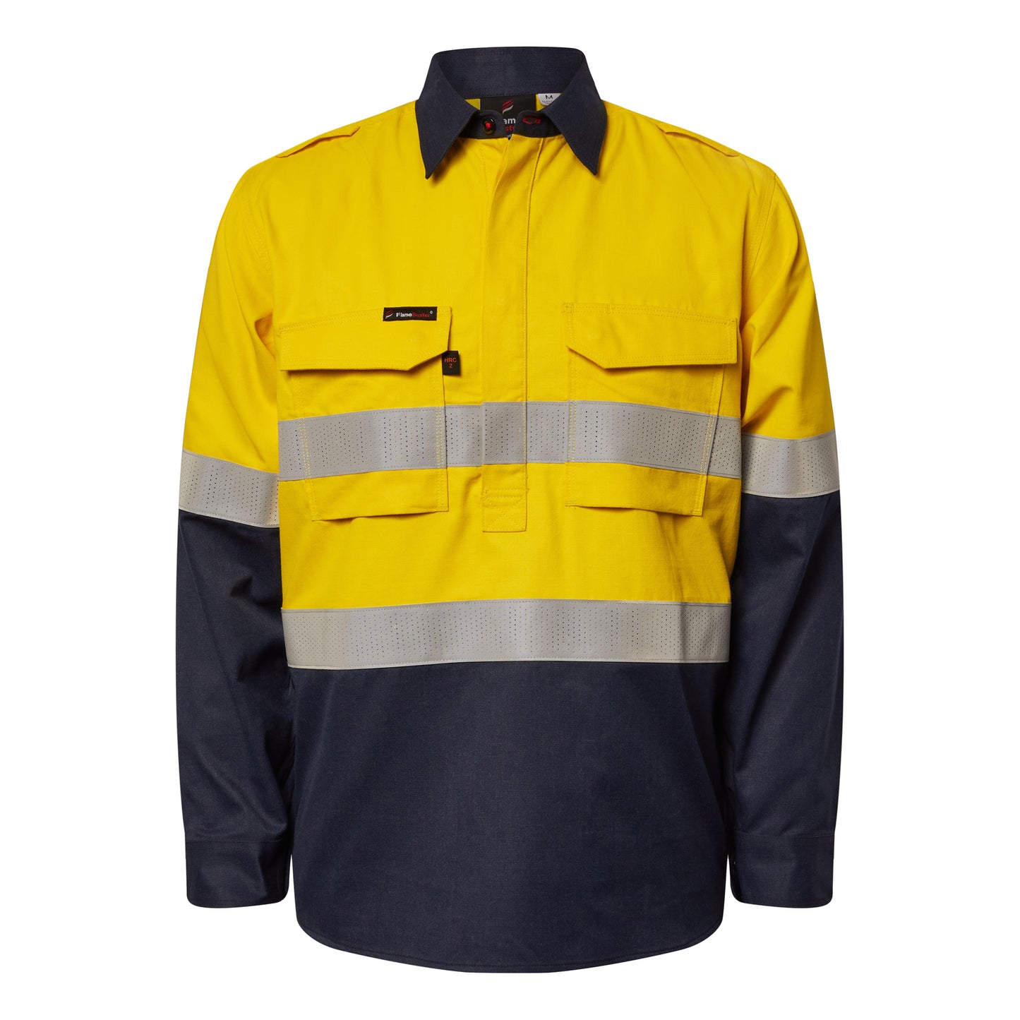 Torrent Hrc2 Mens Hi Vis Two Tone Close Front Shirt With Gusset Sleeves And Fr Reflective Tape - made by FlameBuster