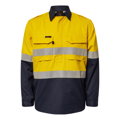 Torrent Hrc2 Mens Hi Vis Two Tone Close Front Shirt With Gusset Sleeves And Fr Reflective Tape - made by FlameBuster