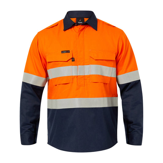 Torrent Hrc2 Mens Hi Vis Two Tone Close Front Shirt With Gusset Sleeves And Fr Reflective Tape