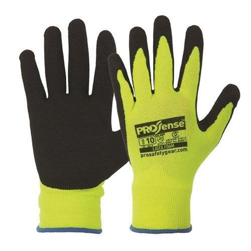 Black Latex / Hi Vis Yellow Gloves