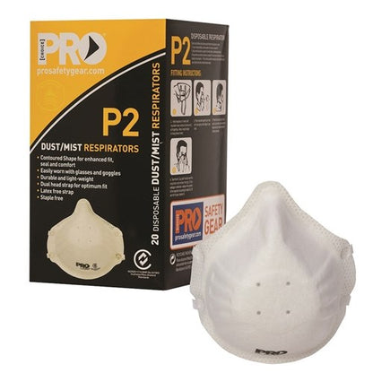 P2 No Valve Dust Mask - Box 20 - made by PRO Choice