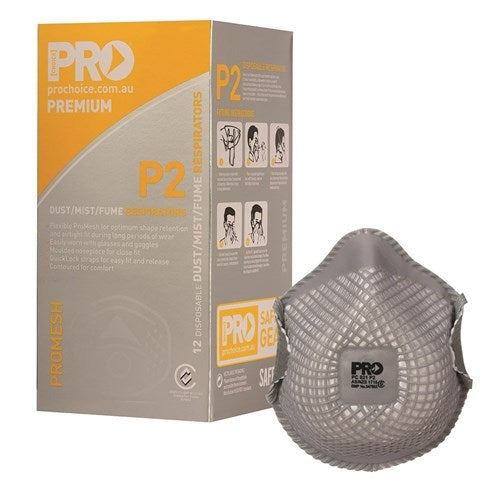 P2 No Valve Pro Mesh Dust Masks - Box 12 - made by PRO Choice