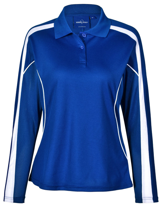 This product is made by AIW and distributed by B-Protected. The Ladies Tru Dry Long Sleeve Polo has the part number of AIWPS70