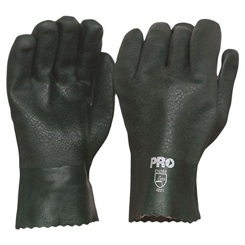 Green Double Dip PVC Gloves - 27cm - One Size