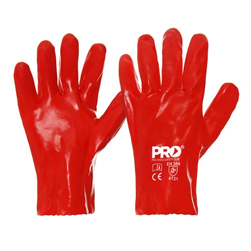 Red PVC Gloves - 27cm - One Size - made by PRO Choice