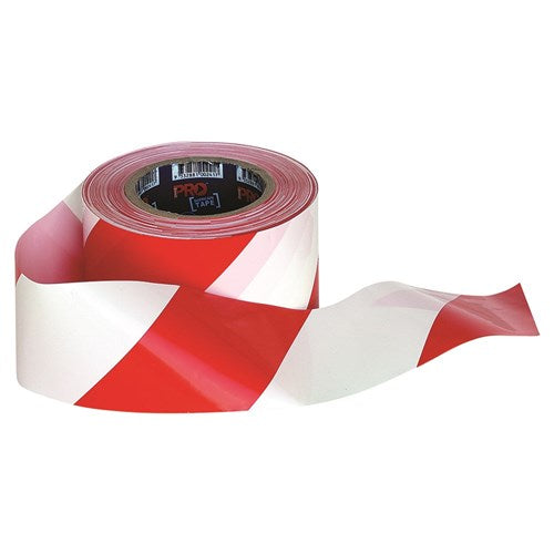 Red White Hazard Tape - 100M x 75mm